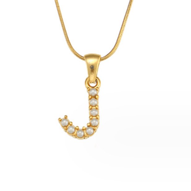 Gouden Letter Parel Charm Ketting