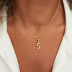 Gouden Letter Parel Charm Ketting