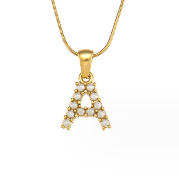 Gouden Letter Parel Charm Ketting