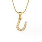 Gouden Letter Parel Charm Ketting