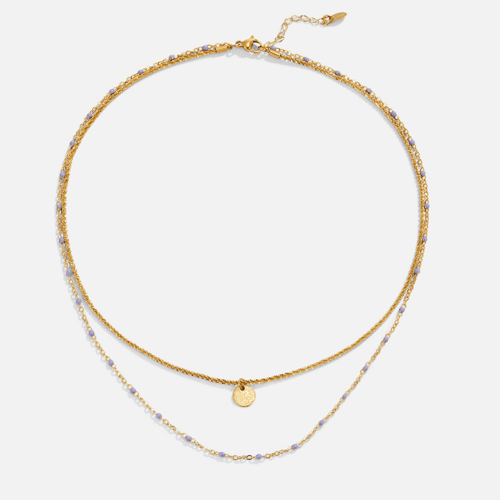 Lia Gelaagde Gouden Coin Bead Ketting