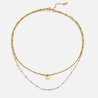 Lia Gelaagde Gouden Coin Bead Ketting