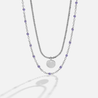 Lia Gelaagde Zilveren Coin Bead Ketting