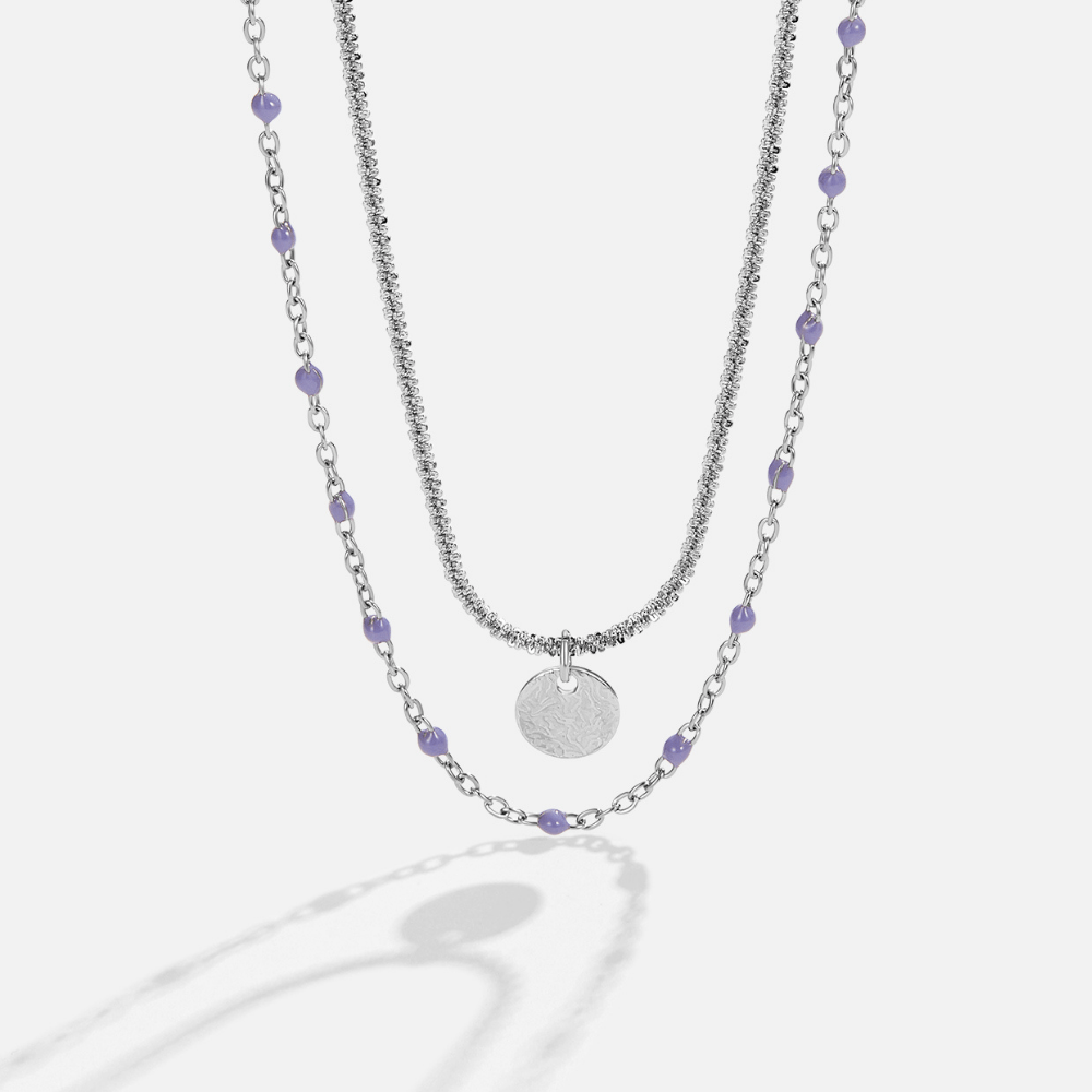 Lia Gelaagde Zilveren Coin Bead Ketting