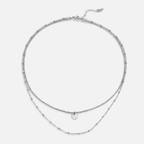 Lia Gelaagde Zilveren Coin Bead Ketting