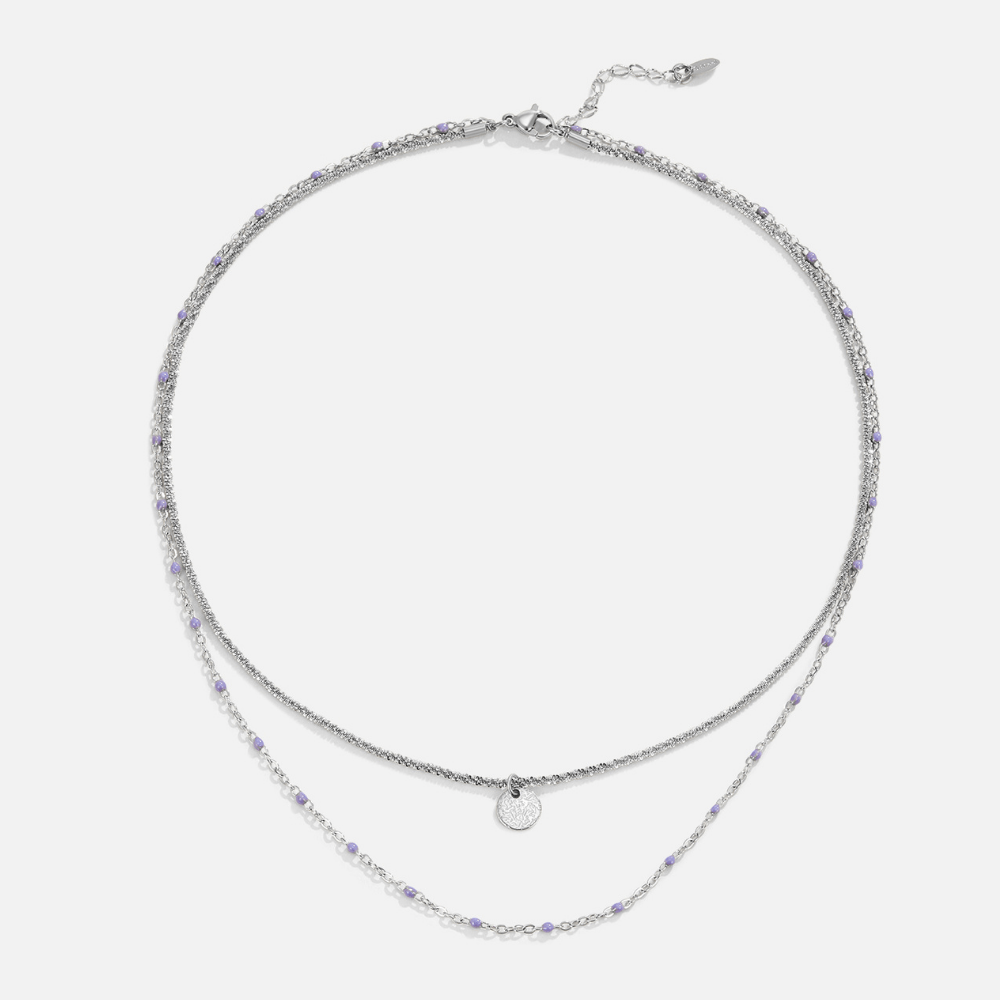 Lia Gelaagde Zilveren Coin Bead Ketting