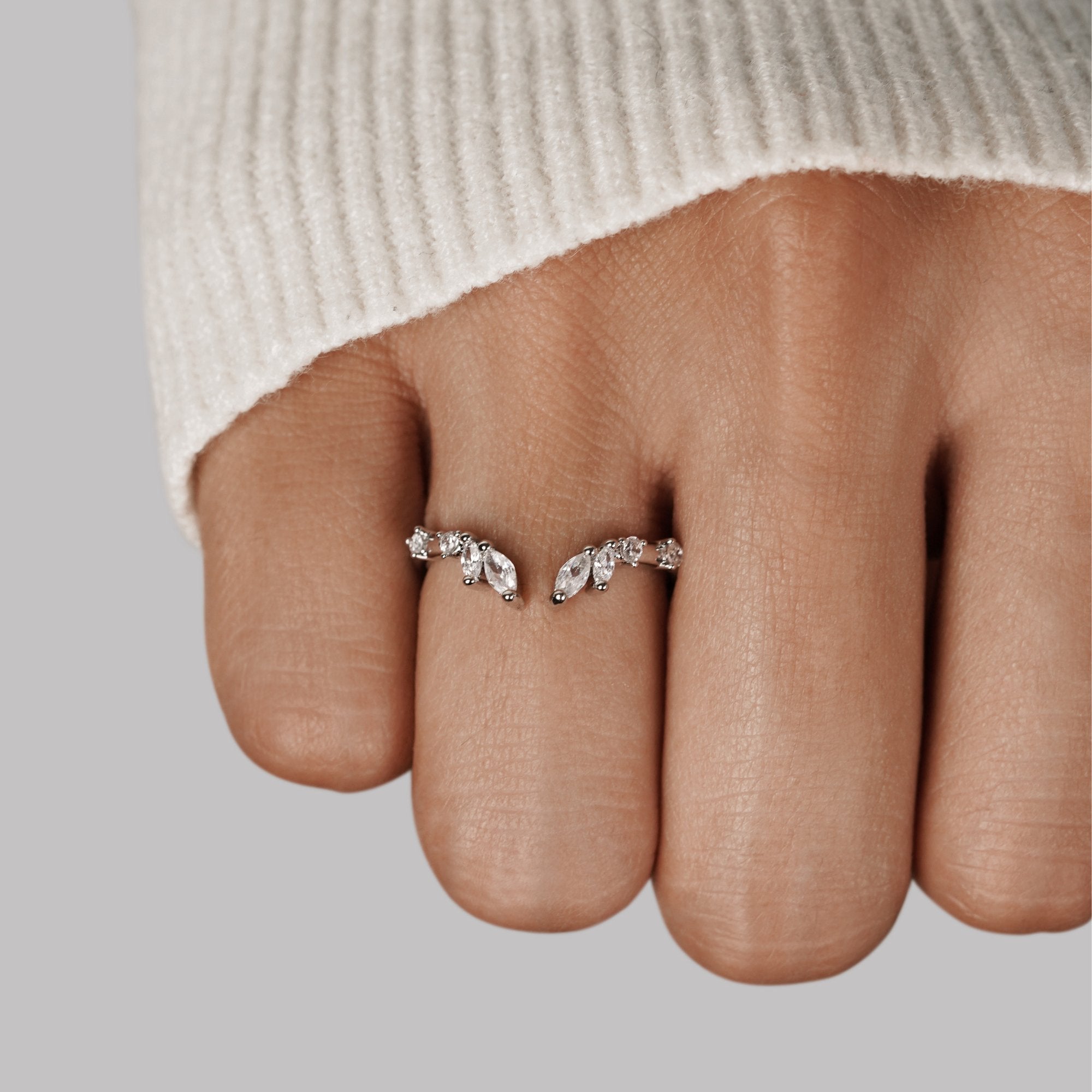Lily Kristallen Zilveren Vine Ring