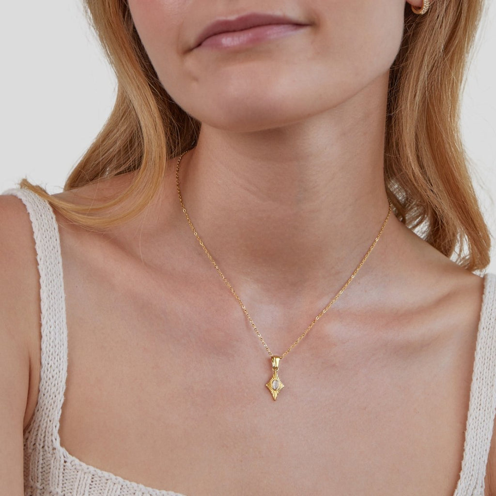 Luna Witte Opaal Gouden Ketting