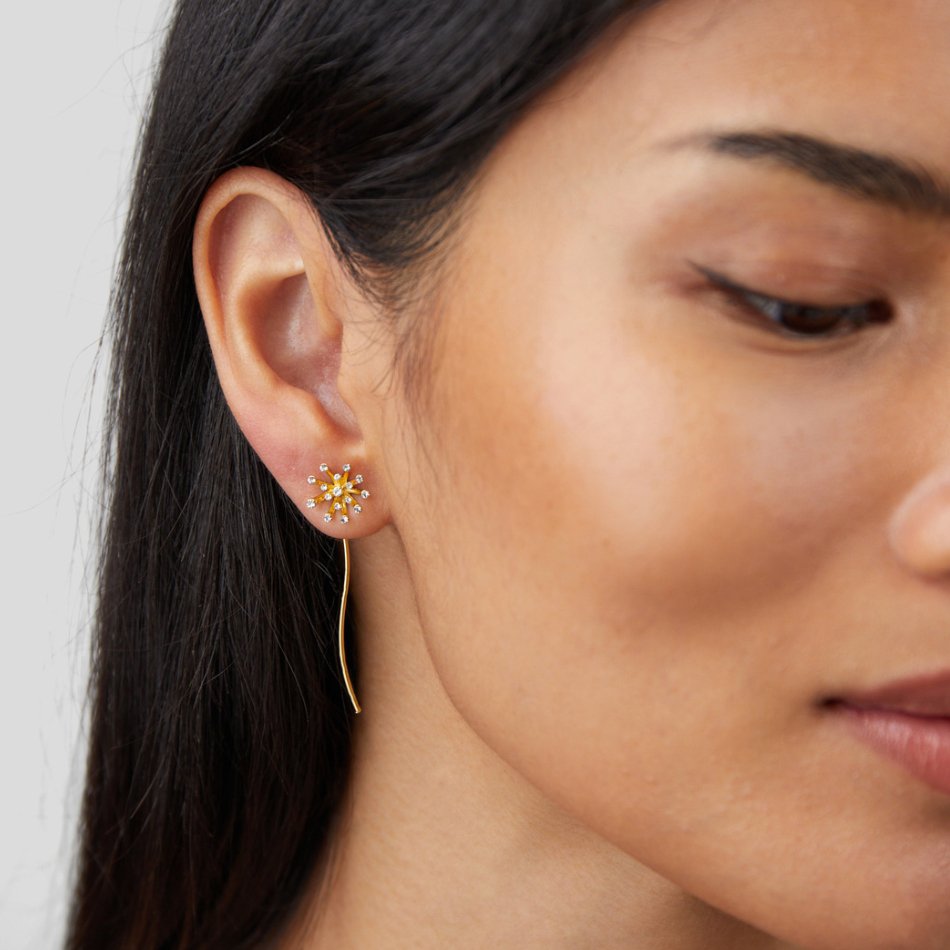 Make A Wish Dandelion 18K Gouden Oorbellen Secundaire afbeelding