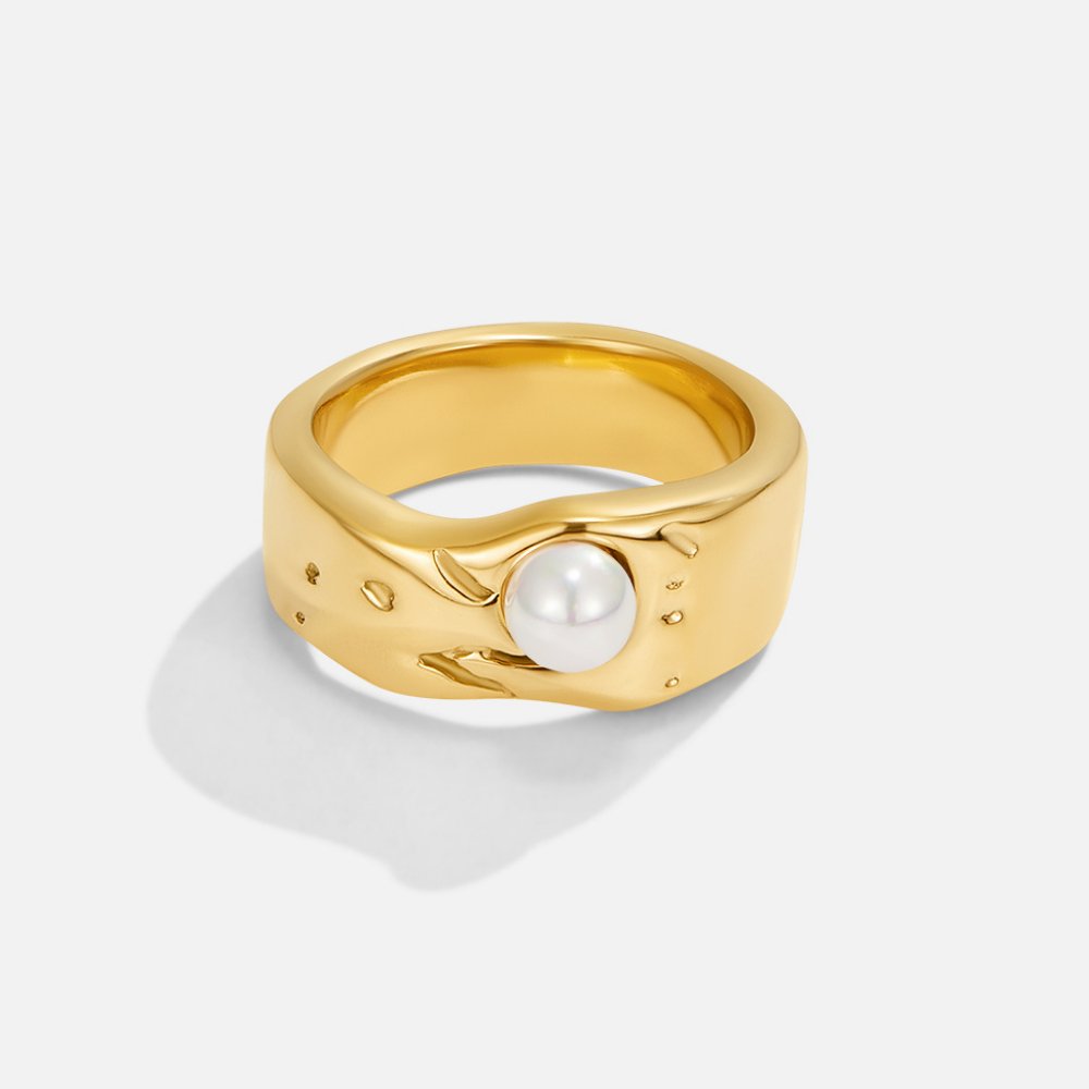 Malia Chunky Gouden Parel Ring