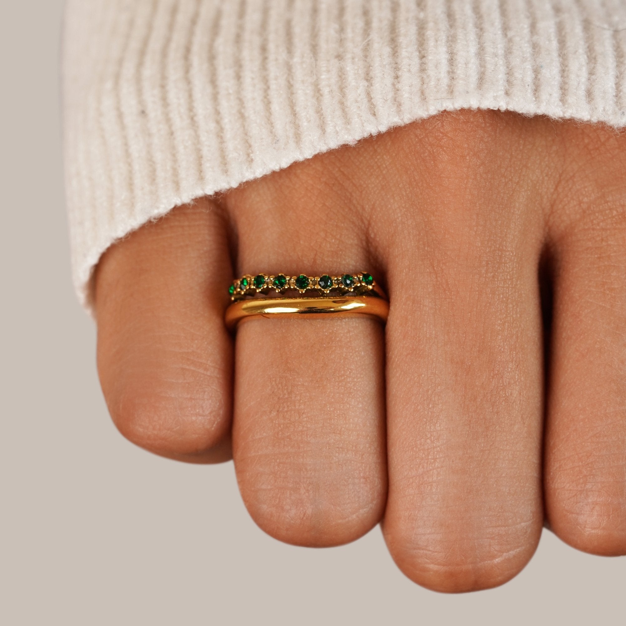 Marissa Emerald Green Gelaagde Ring Secundaire afbeelding