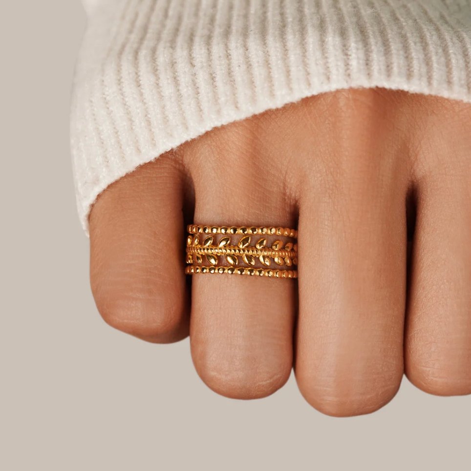 Marissa Gelaagde Gouden Leaf Ring