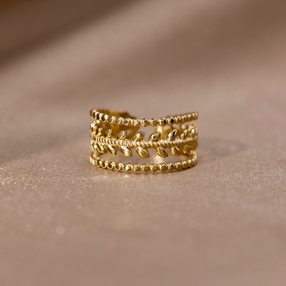 Marissa Gelaagde Gouden Leaf Ring