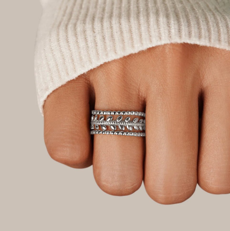 Marissa Gelaagde Zilveren Leaf Ring Secundaire afbeelding