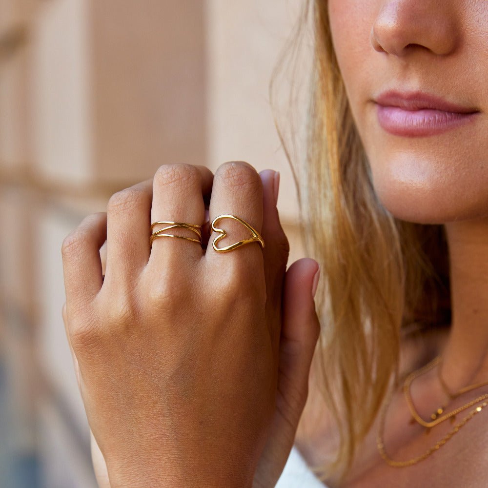 Melted Gouden Heart Ring Secundaire afbeelding