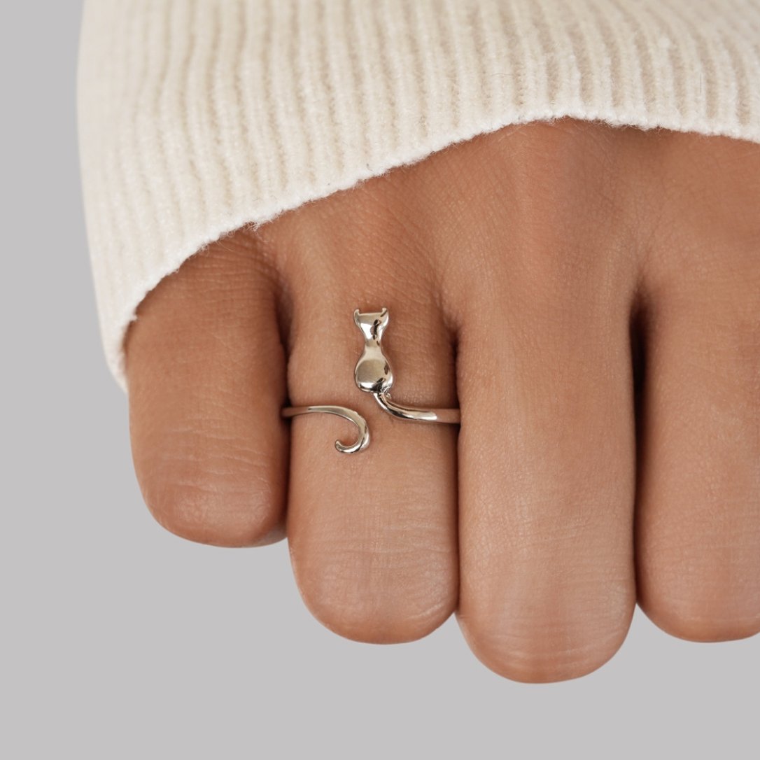Midnight Cat Zilveren Ring Secundaire afbeelding