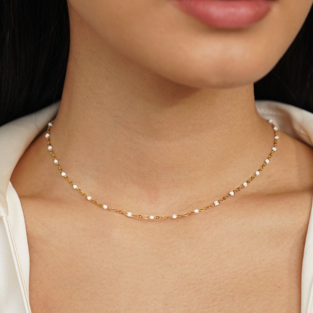 Mila White Bead Ketting Hoofdafbeelding