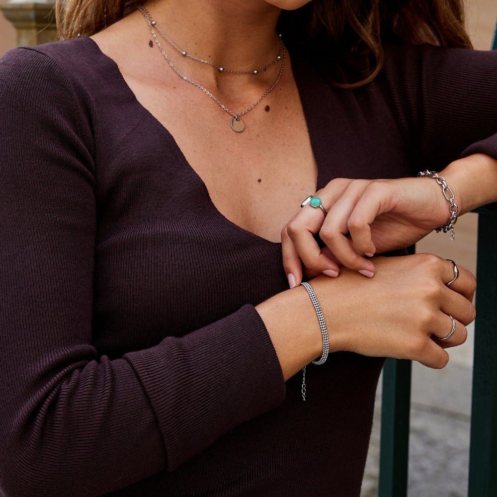 Milan Zilveren Beaded Ketting Armband