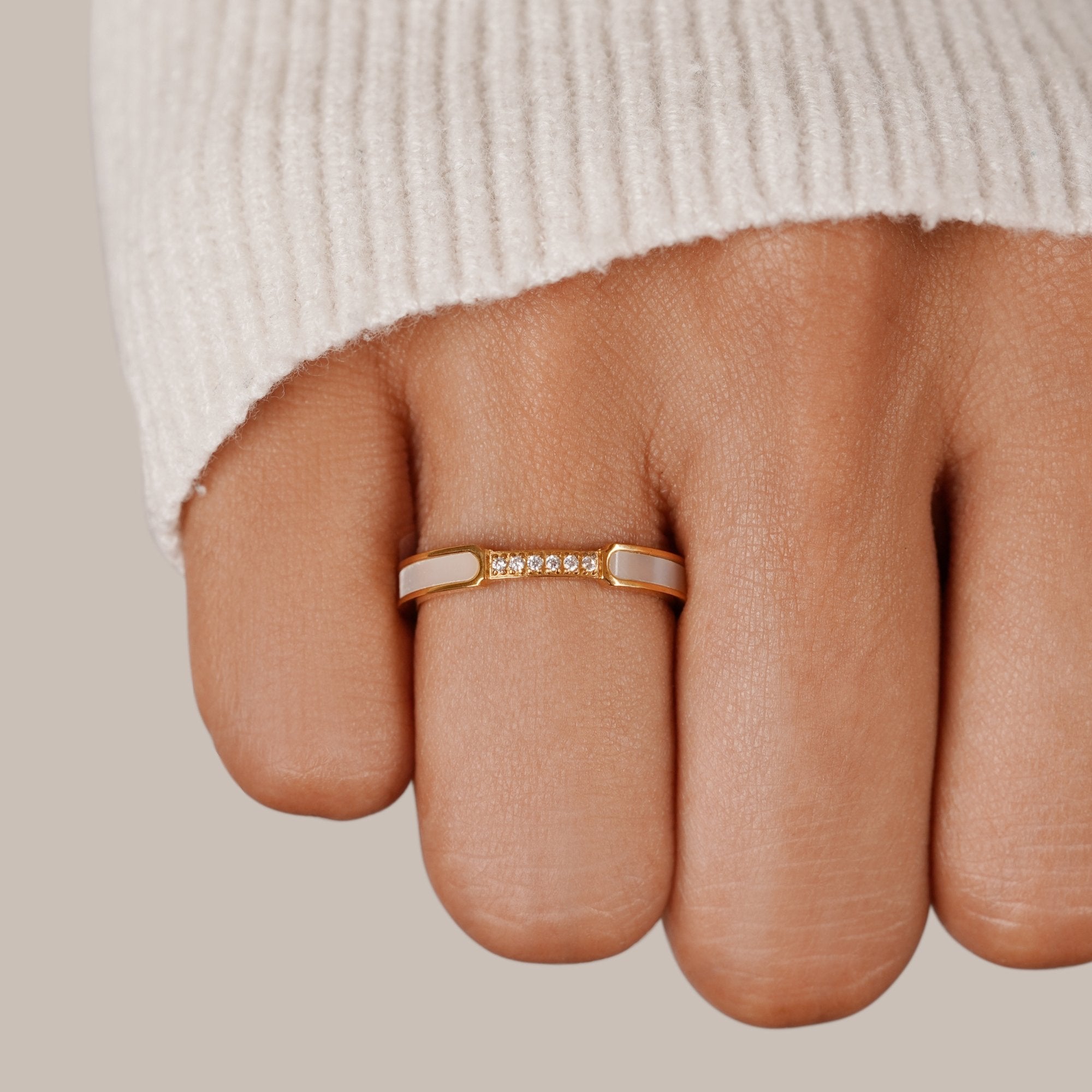 Mother Of Parel & Kristallen Ring Secundaire afbeelding