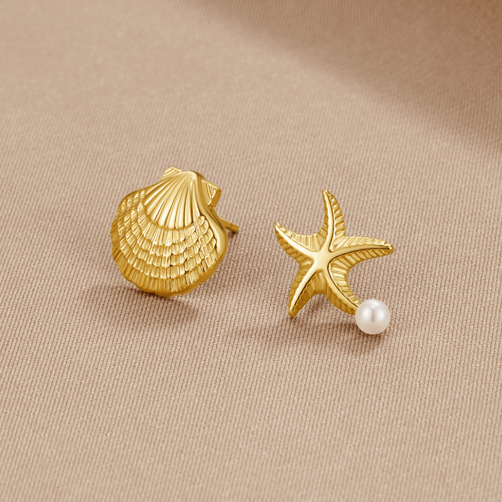 Naia Shell & Starfish Gouden Oorbellen Hoofdafbeelding
