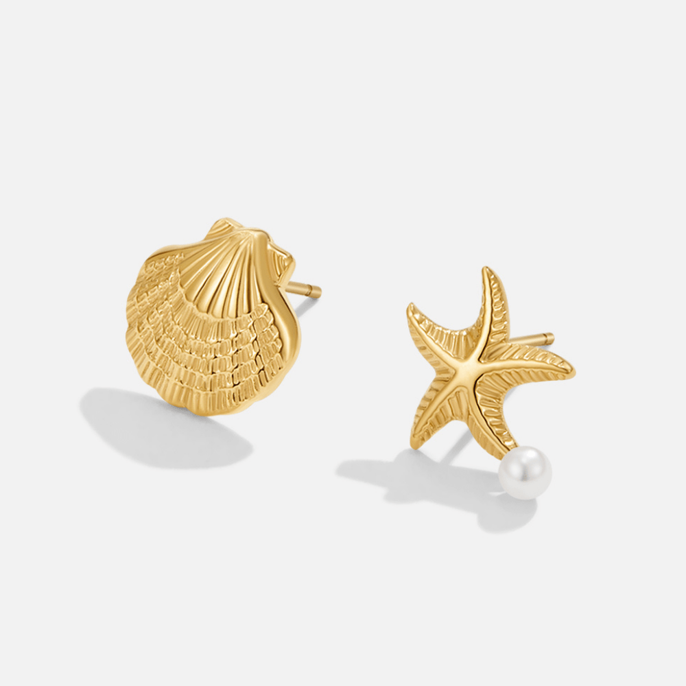 Gouden Naia Schelp & Zeester Oorbellen
