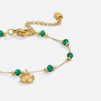 Nerissa Gouden Shell & Green Bead Armband