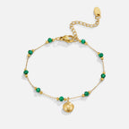 Nerissa Gouden Shell & Green Bead Armband