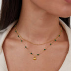 Nerissa Gouden Shell & Green Bead Ketting