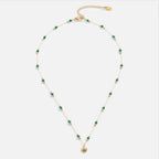Nerissa Gouden Shell & Green Bead Ketting