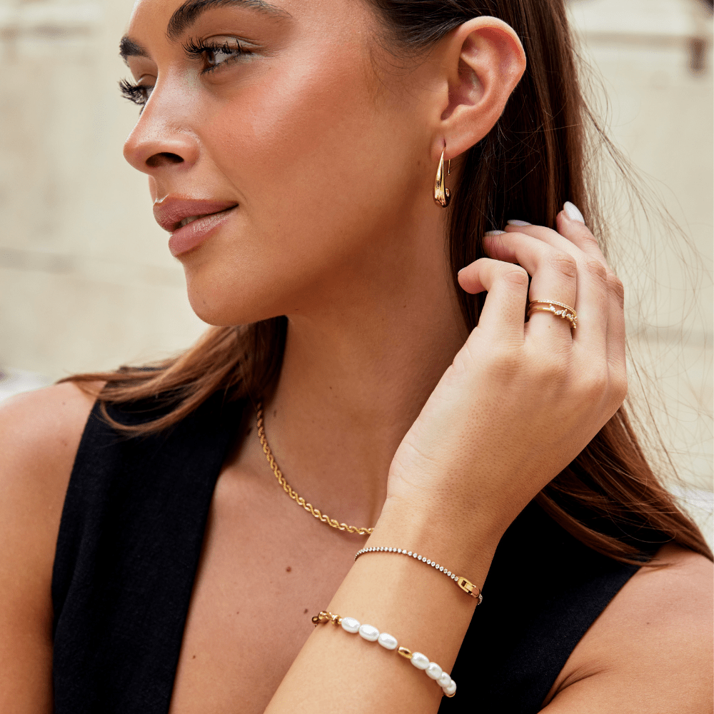 Niyah Witte Kristallen Gouden Armband