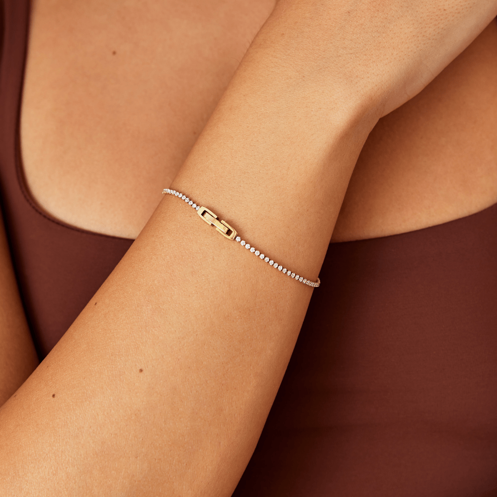 Niyah Witte Kristallen Gouden Armband Secundaire afbeelding