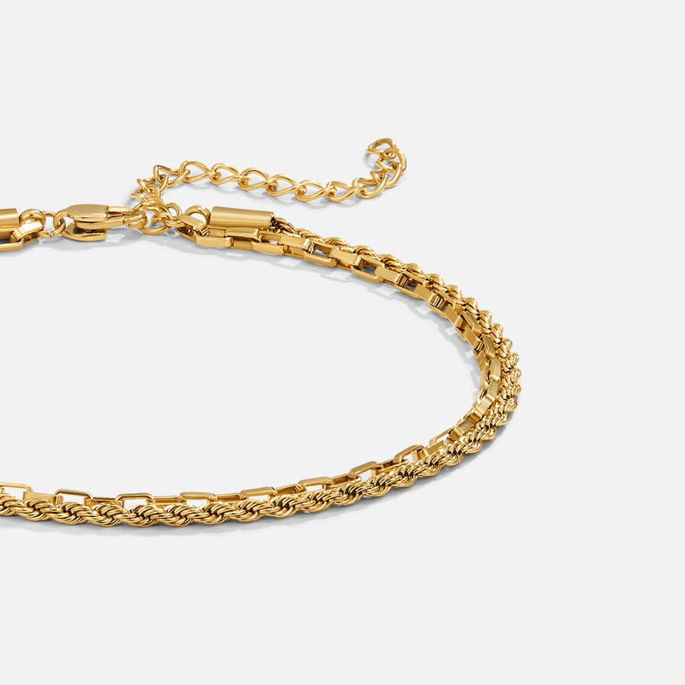 Nora Gelaagde Box Ketting Enkelband
