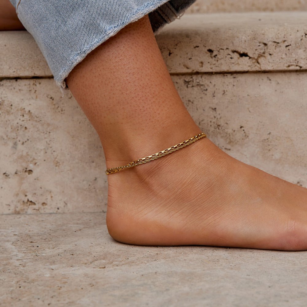 Nora Gelaagde Box Ketting Enkelband