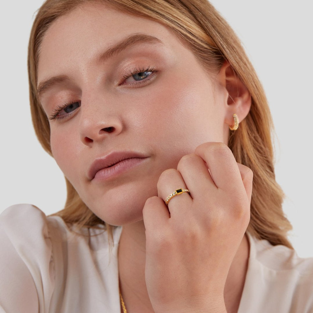 Onyx Zwarte Kristallen Ring