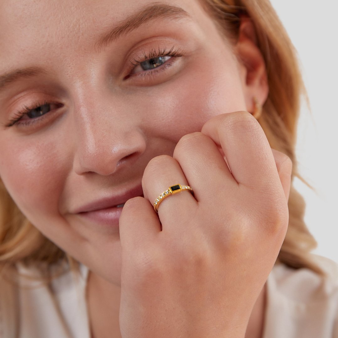 Onyx Zwarte Kristallen Ring