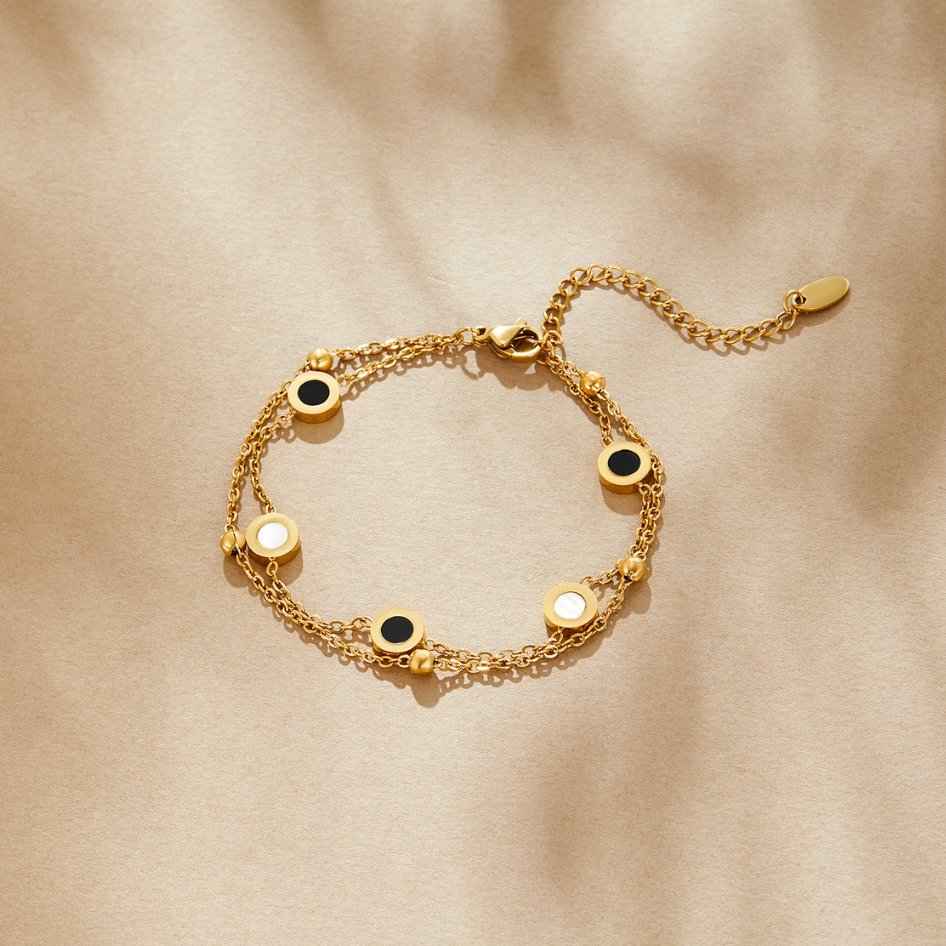 Onyx & Witte Steen Armband