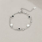 Onyx & White Stone Zilveren Armband