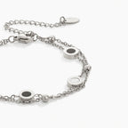 Onyx & White Stone Zilveren Armband