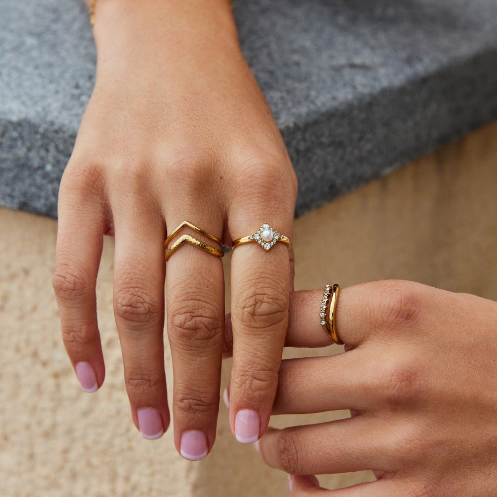 Pearl & Kristallen Eternity Ring