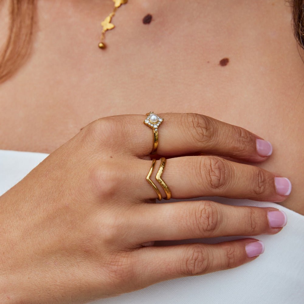 Pearl & Kristallen Eternity Ring