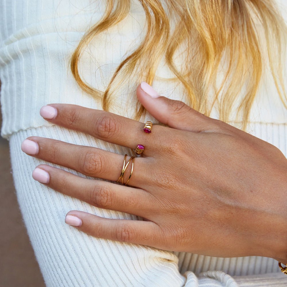 Pink Kristallen Cuff Ring Secundaire afbeelding