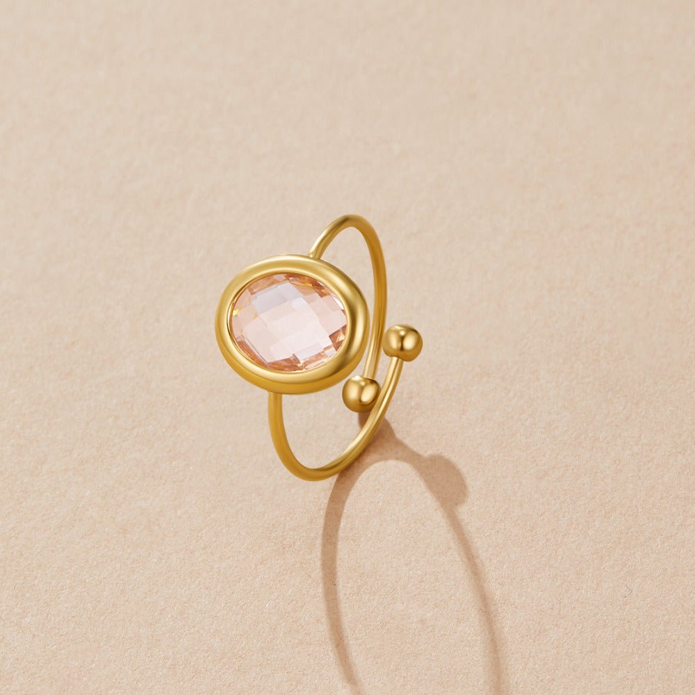 Gouden Roze Kristallen Ring