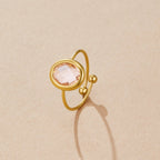 Gouden Roze Kristallen Ring