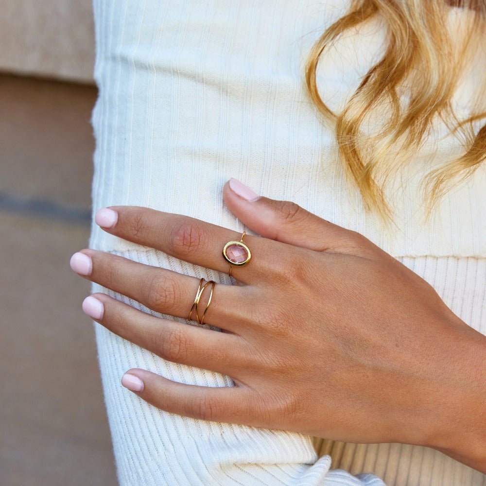 Pink Rose Kristallen Gouden Ring Secundaire afbeelding