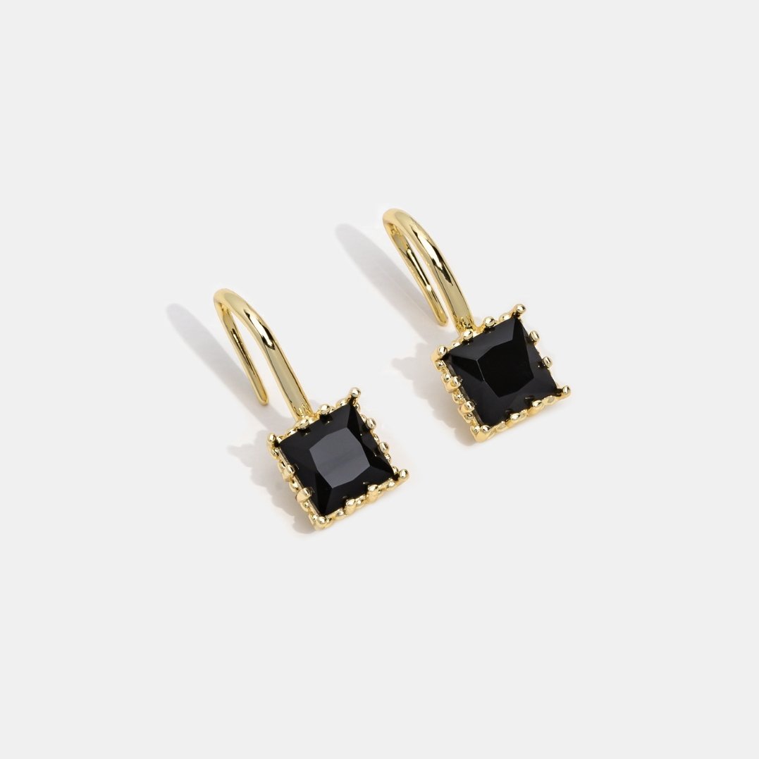Gouden Piper Black Kristallen Drop Oorbellen