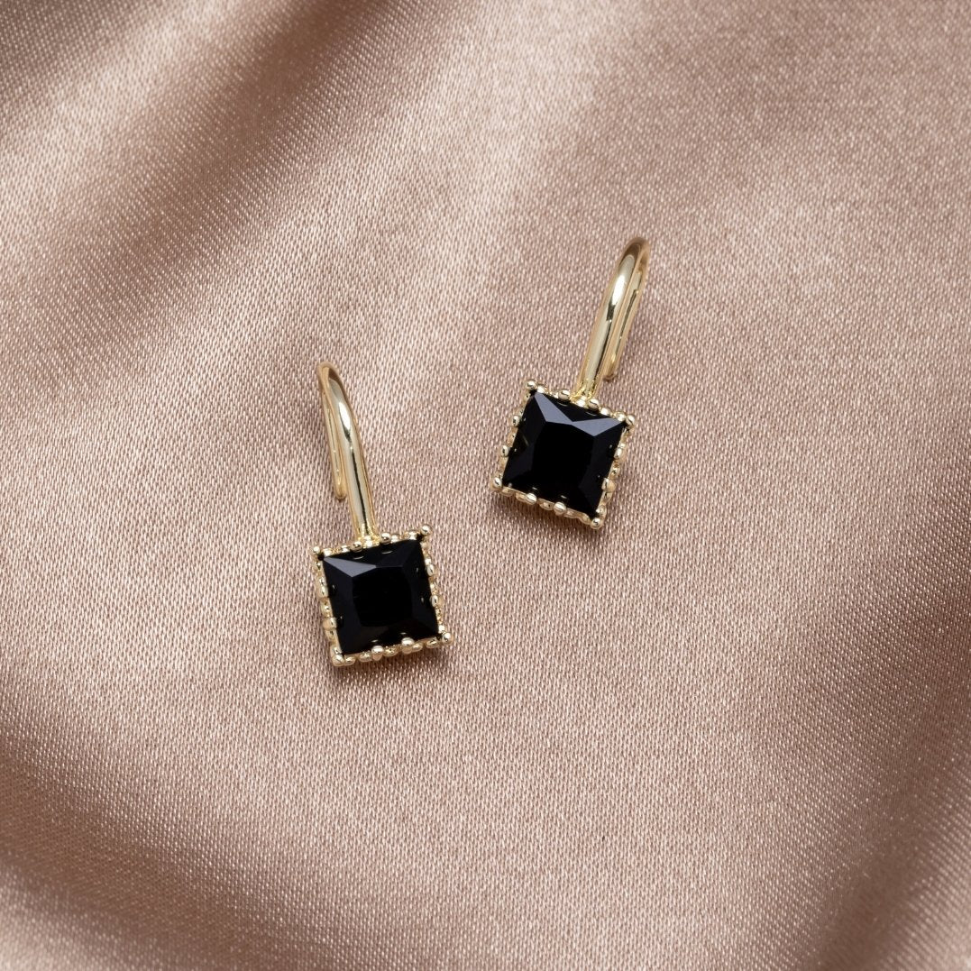 Gouden Piper Black Kristallen Drop Oorbellen