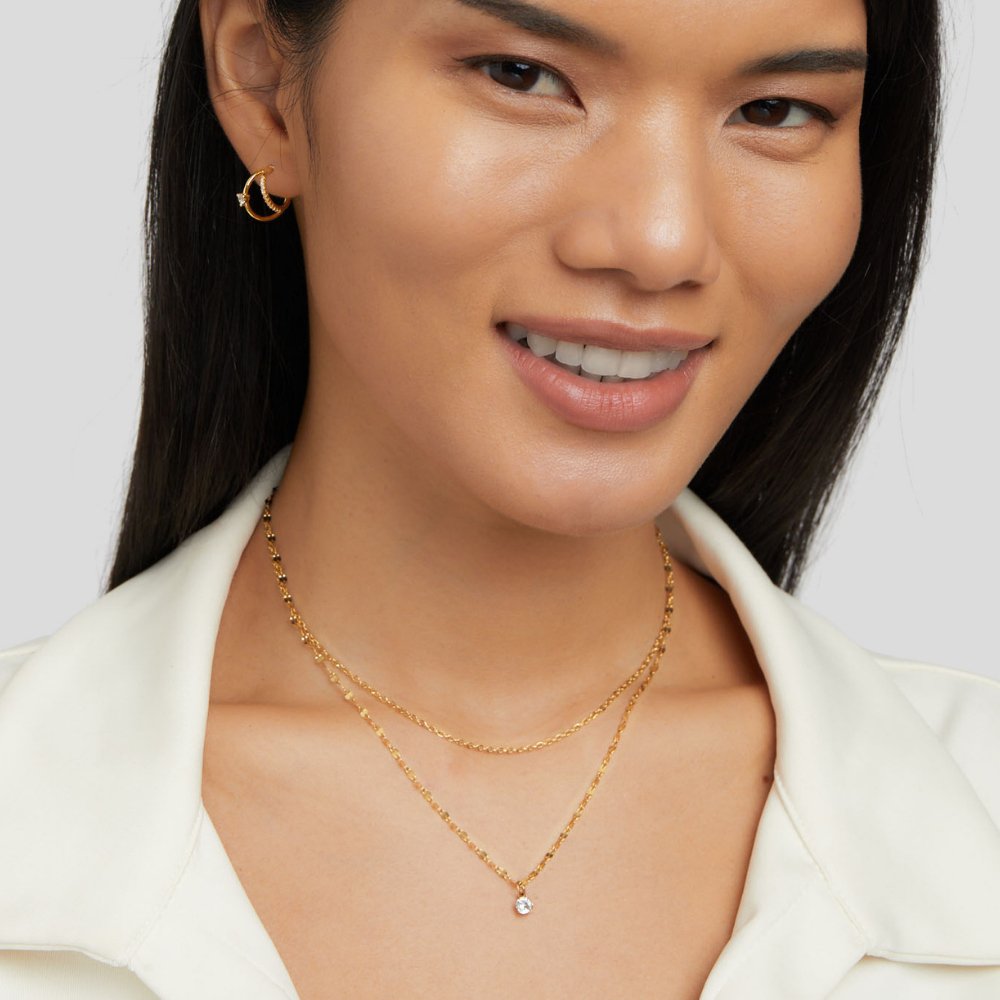 Gouden Piya Kristallen Gelaagde Ketting
