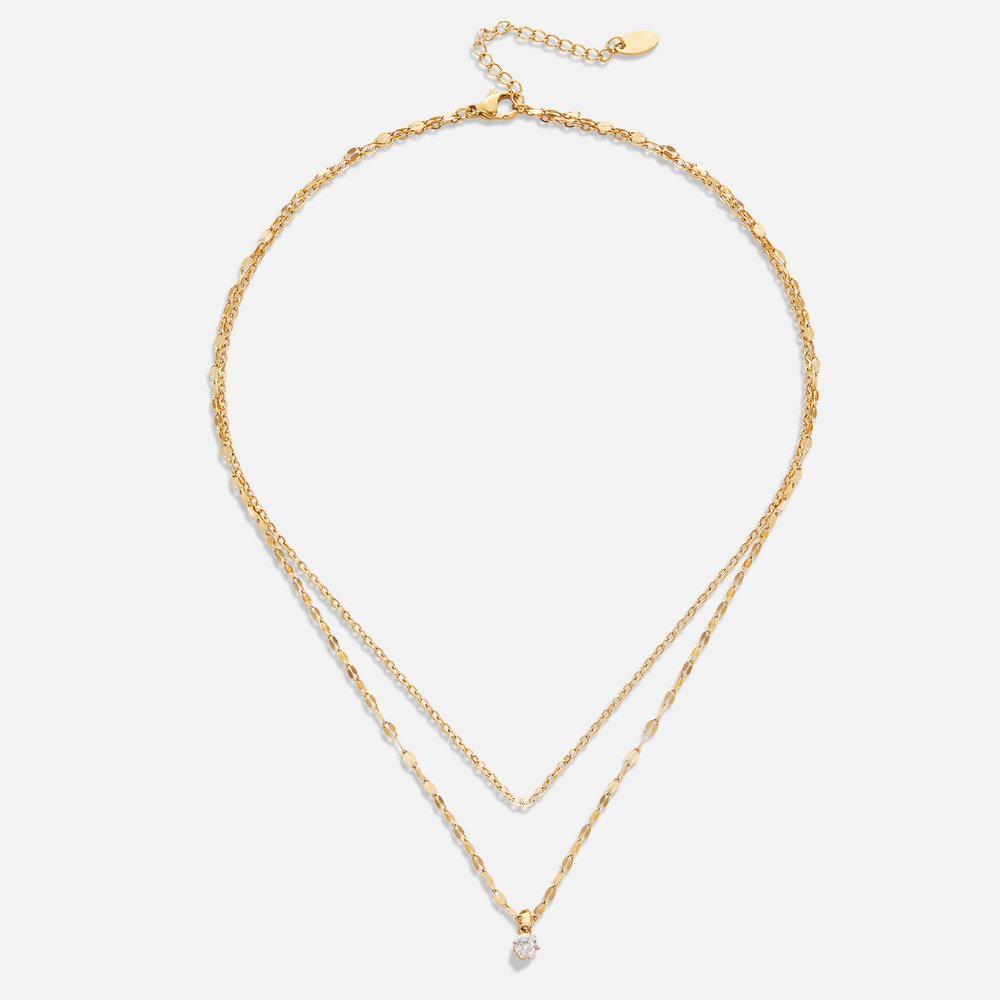 Gouden Piya Kristallen Gelaagde Ketting