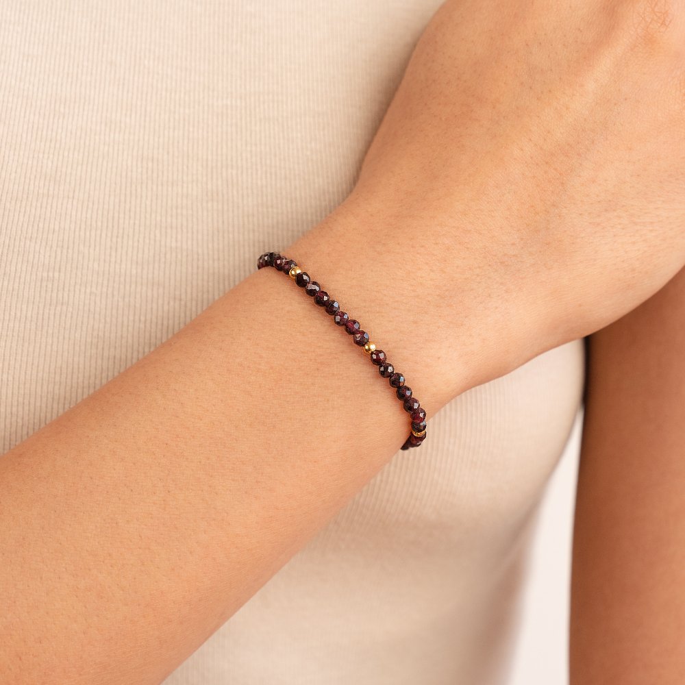 Red Garnet Bead Armband Secundaire afbeelding