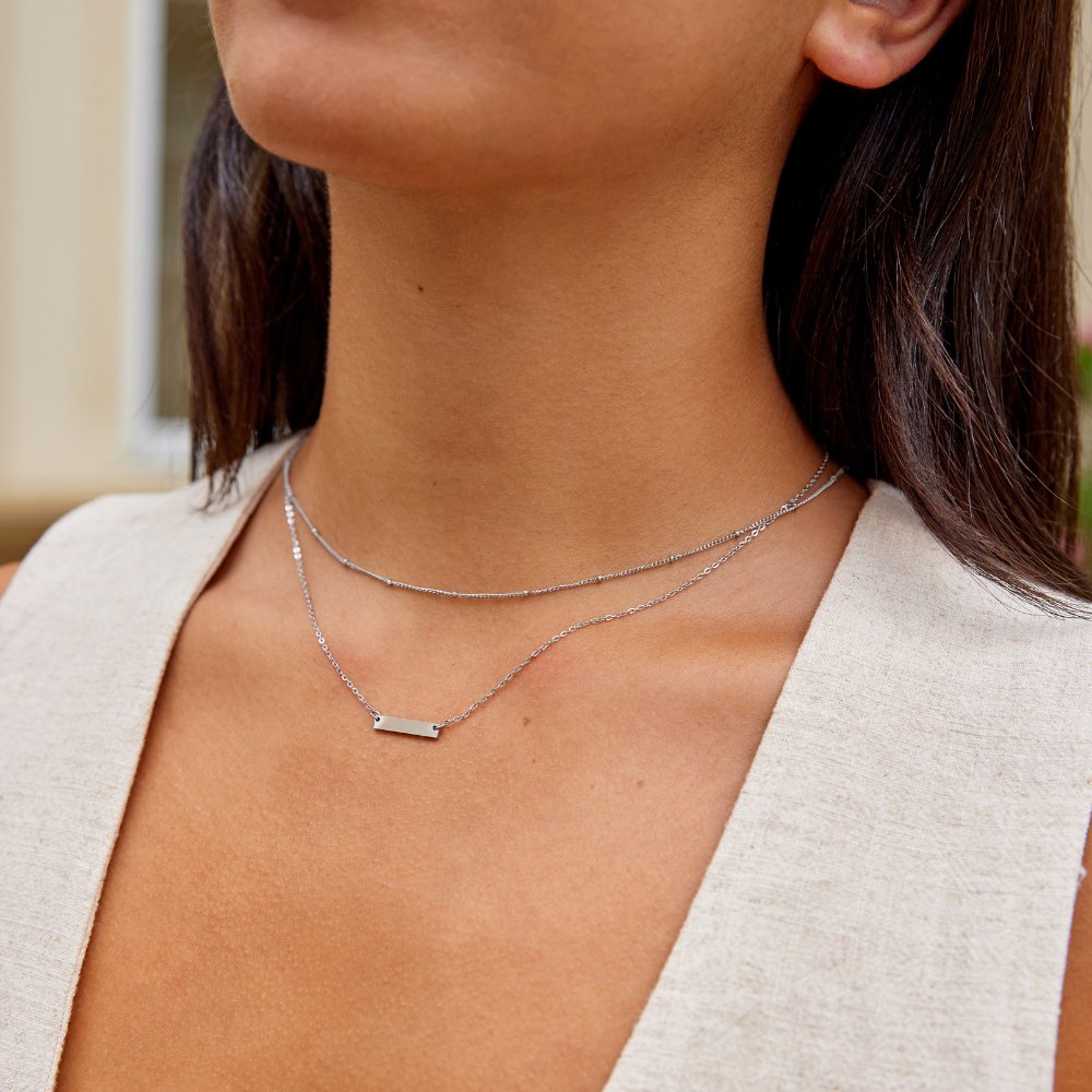 Rina Zilveren Bar Ketting